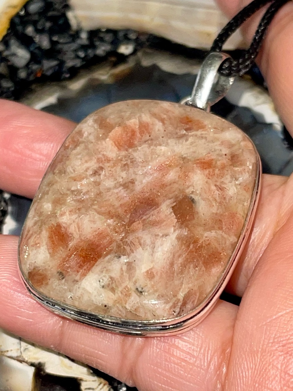 Peach Sunstone Crystal Pendant 2 1/4” - Stone of Leadership